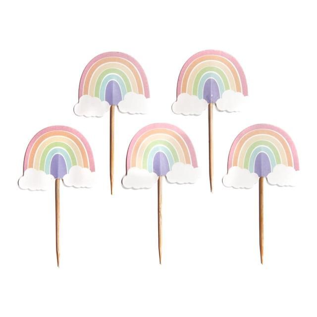 Pastel Rainbow Cupcake Toppers   12 per pack