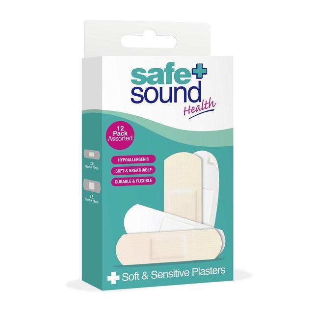 Safe & Sound Soft & Sensitive Plasters   12 per pack