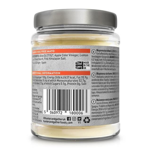 Hunter & Gather Egg Free Olive Oil Mayo   250g