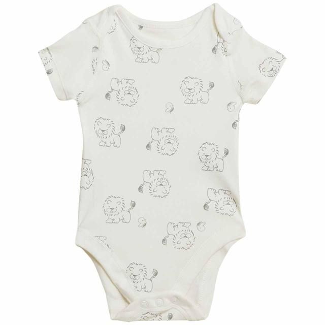 M&S 7pk Lion Bodysuits Newborn-3 Y Grey Mix GOODS M&S   