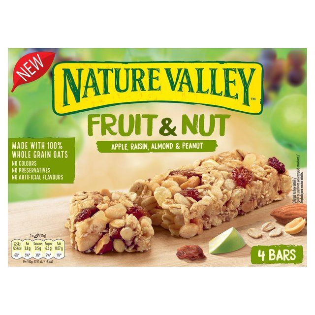 Nature Valley Fruit & Nut Cereal Bars Apple & Almonds   4 x 30g