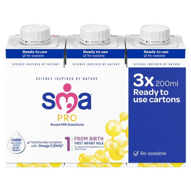 SMA PRO Breast Milk Substitute 1 from Birth First Infant Milk   3 x 200ml GOODS M&S   