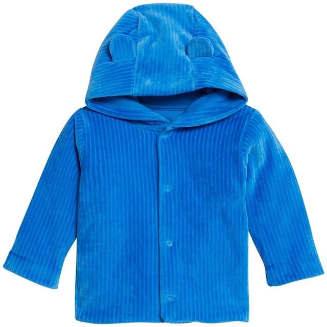 M&S Blue Velour Hooded Jacket Blue 0-3 Years GOODS M&S   