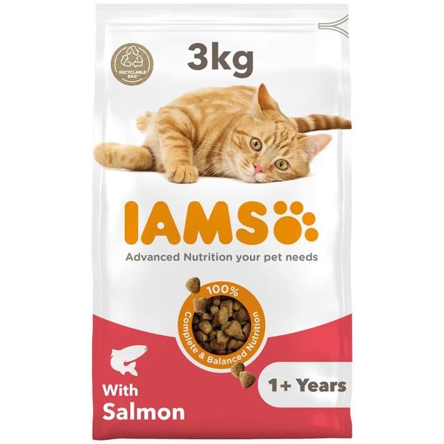 IAMS Adult Dry Cat Food Salmon   3kg