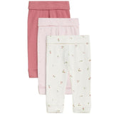 M&S Collection 3pk Pure Cotton Floral & Plain Leggings 6-9 Months Pink GOODS M&S   