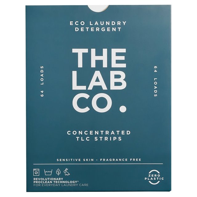 The Lab Co. Laundry Detergent Sheets Non Bio Fragrance Free 64 Loads   64 per pack