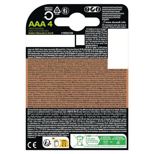 Duracell Recharge Ultra AAA Rechargeable Batteries   4 per pack - McGrocer