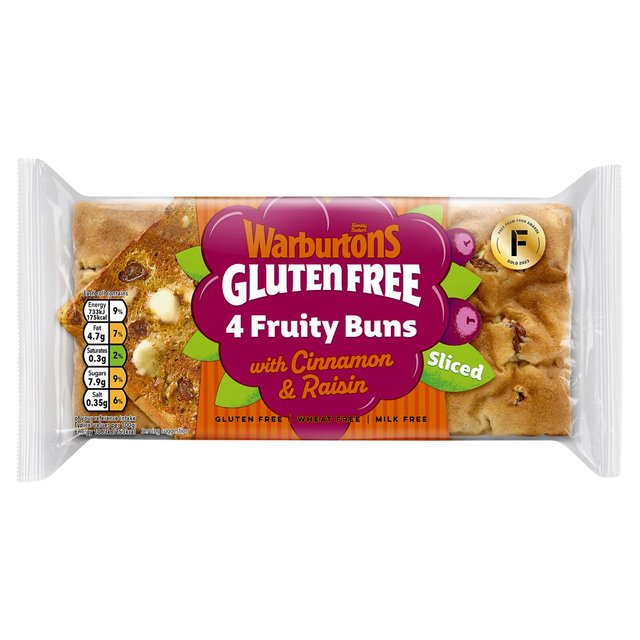 Warburtons Gluten Free Cinnamon & Raisin Fruity Buns   4 per pack GOODS M&S   