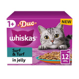 Whiskas 1+ Adult Wet Cat Food Pouches Surf & Turf Duo in Jelly   12 x 85g GOODS M&S   