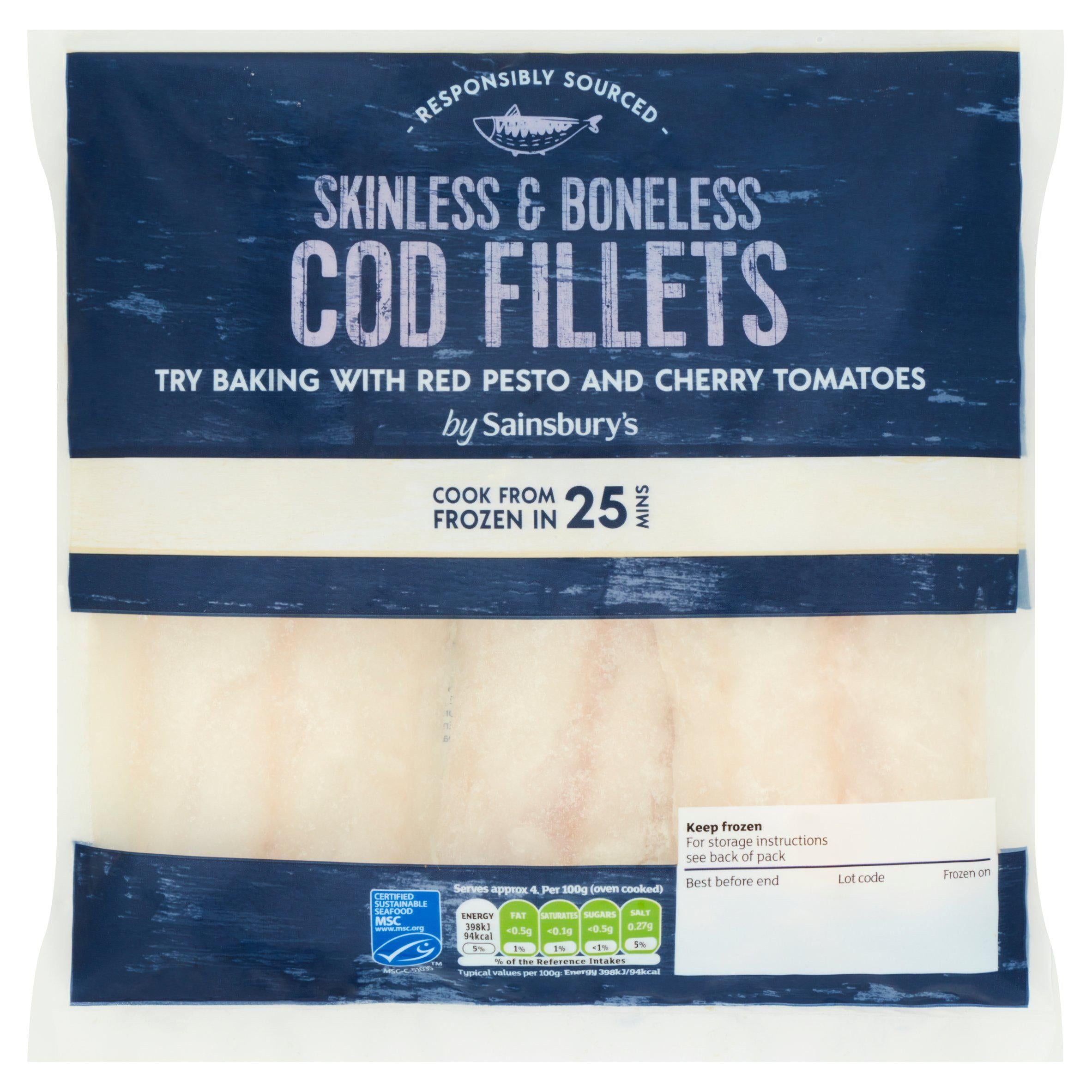 Sainsbury's Skinless & Boneless Cod Fillets 360g GOODS Sainsburys   