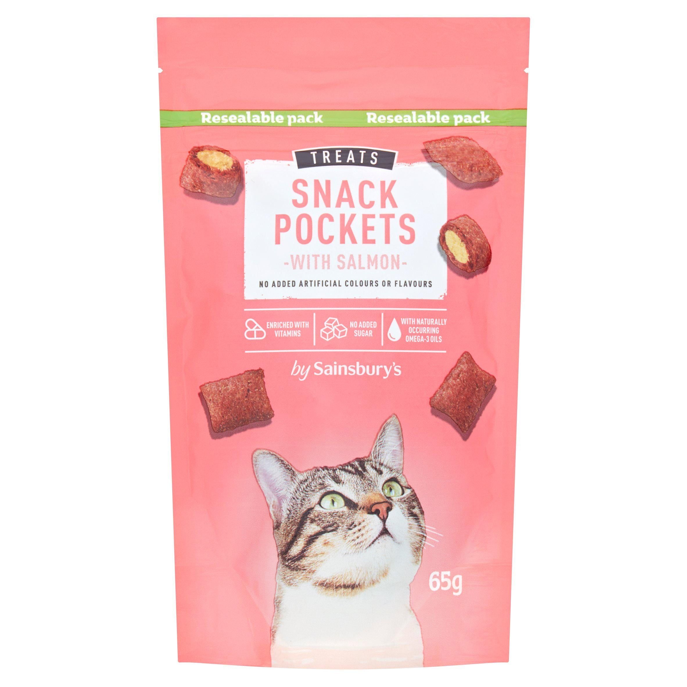 Sainsbury's Cat Treat Snack Pockets with Salmon 65g GOODS Sainsburys   