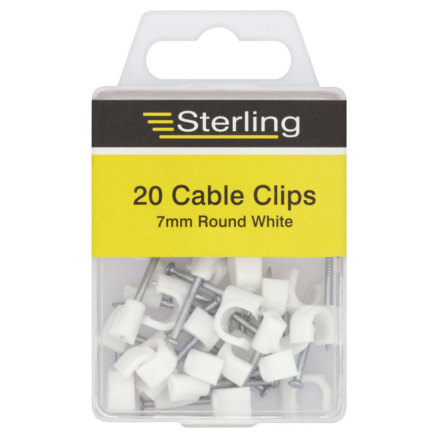 Sterling 20 Cable Clips (Round 7mm) DIY ASDA   