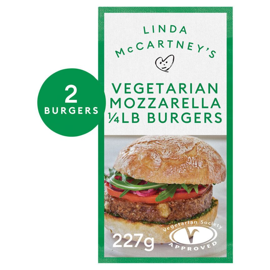 Linda McCartney's Meat Free 2 Mozzarella 1/4lb Burgers