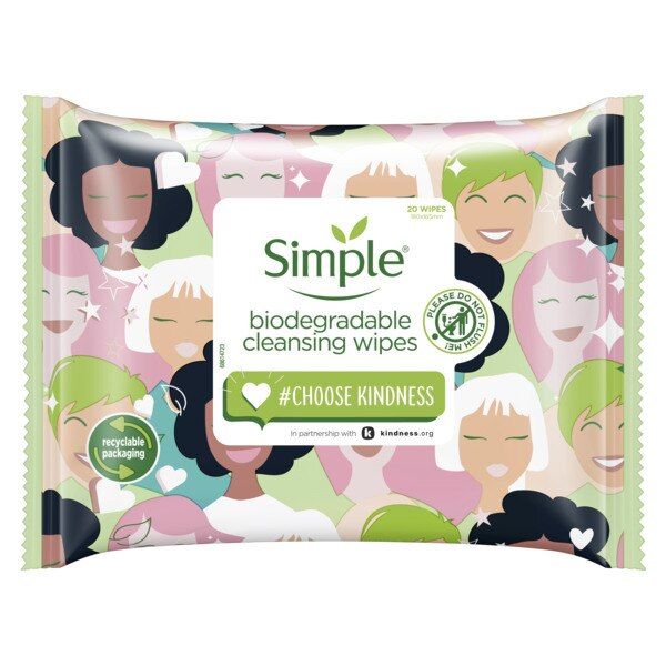 Simple X Kindness Biogradable Cleansing Facial Wipes 20pc GOODS Superdrug   