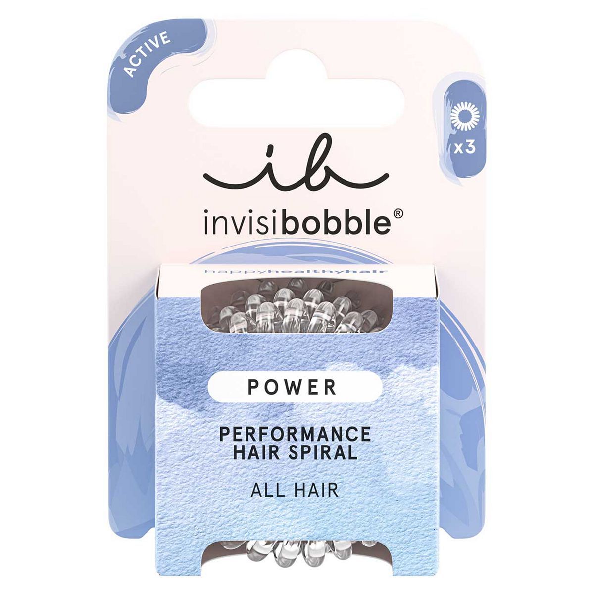 invisibobble POWER Clear Strong Hold Hair Ties, 3 Pack