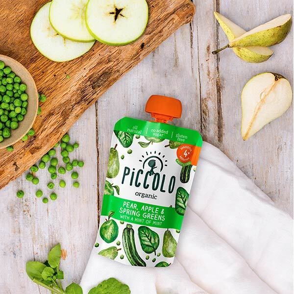 Piccolo Organic Pear, Apple & Spring Greens 4m+ 100g