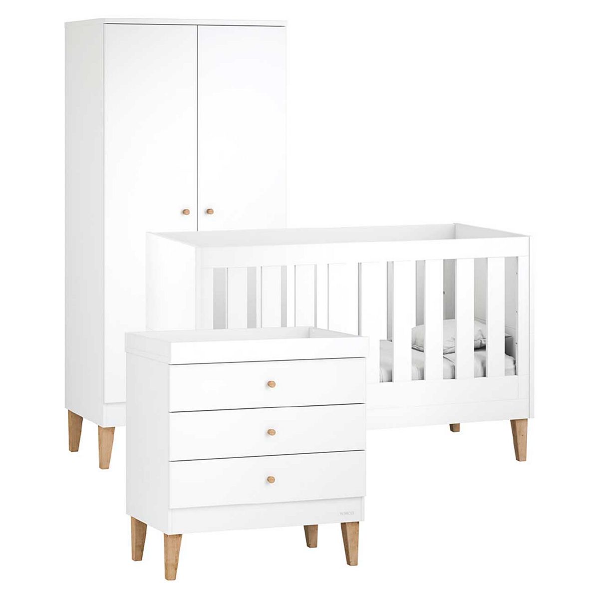 Venicci Saluzzo 3pc - Cot Bed, Chest, Wardrobe - Premium White GOODS Boots   