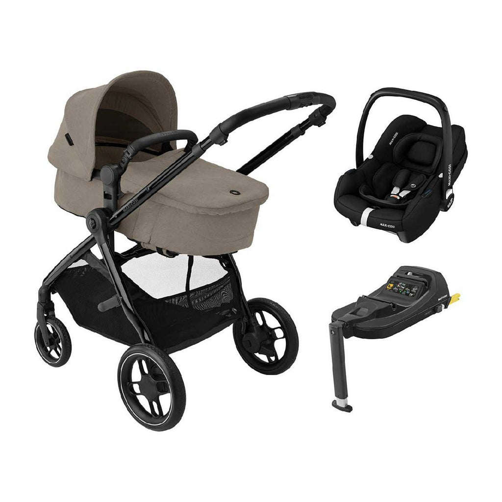 Maxi-Cosi Zelia3 Luxe Travel System with Car Seat Base Twillic Truffle