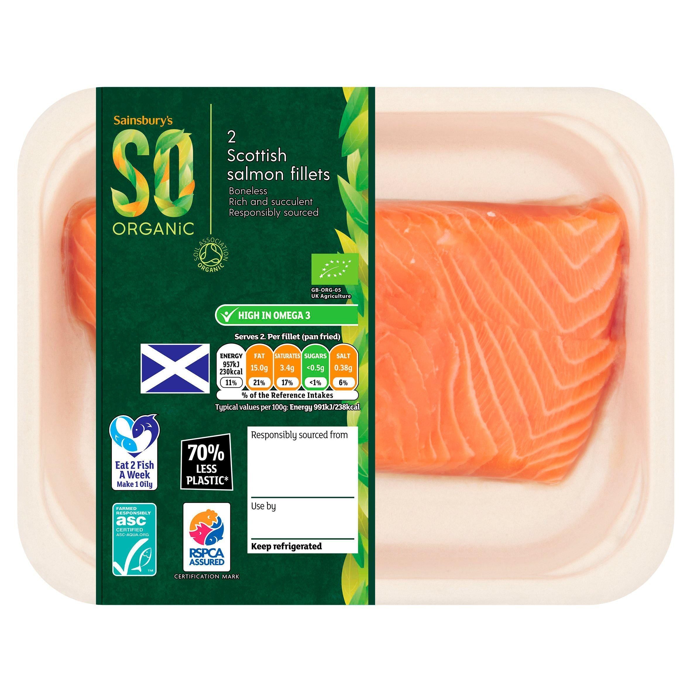 Sainsbury's Skin on ASC Scottish Salmon Fillets, So Organic x2 240g GOODS Sainsburys   