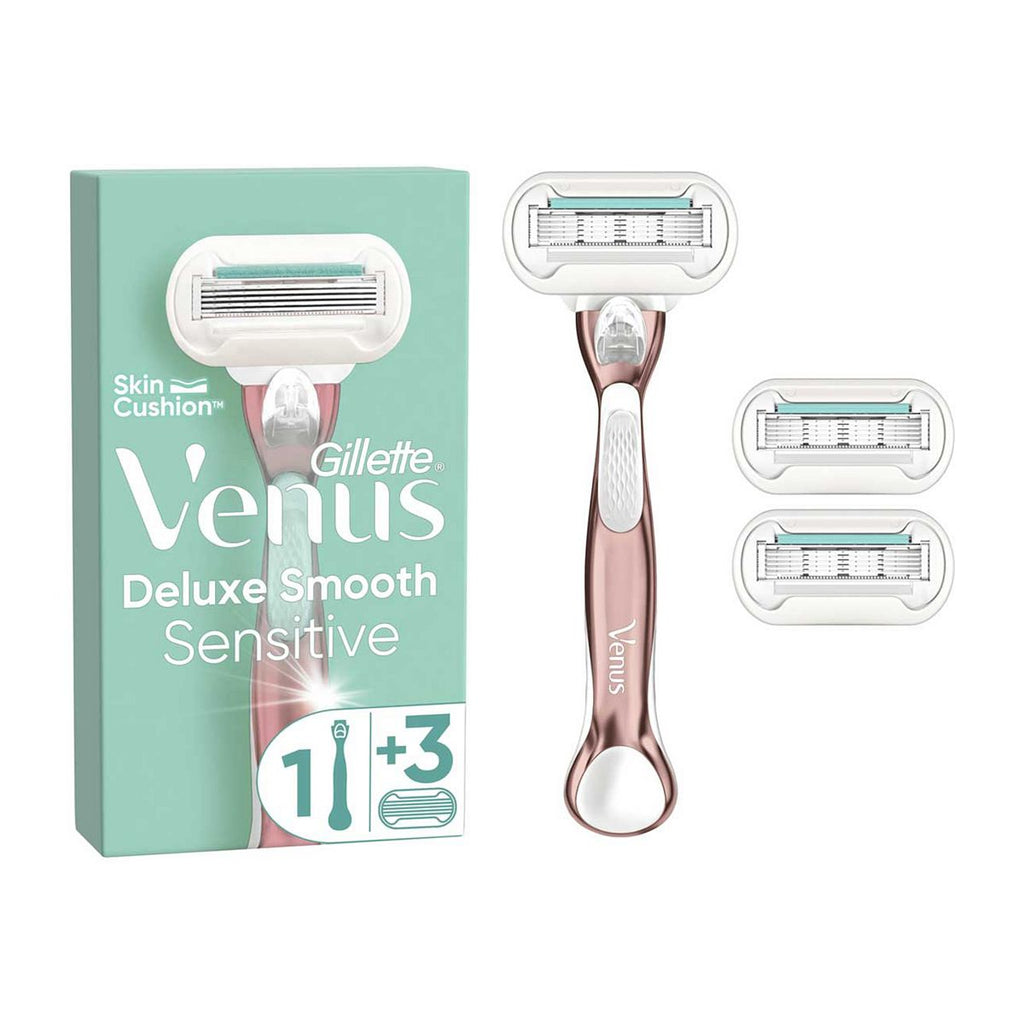 Venus Deluxe Smooth Sensitive RoseGold Razor Handle + 3 Blades