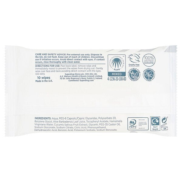 Superdrug Cosmetic Travel Micellar Wipes 10