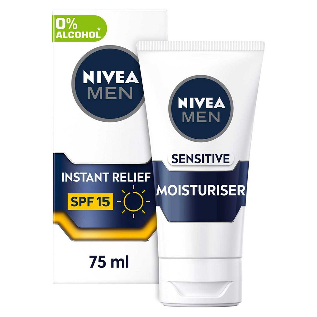 NIVEA MEN Sensitive Face SPF15 Moisturiser with 0% Alcohol 75ml