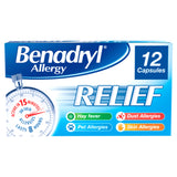 Benadryl Allergy Relief Capsules Fast Acting Antihistamine Capsules x12