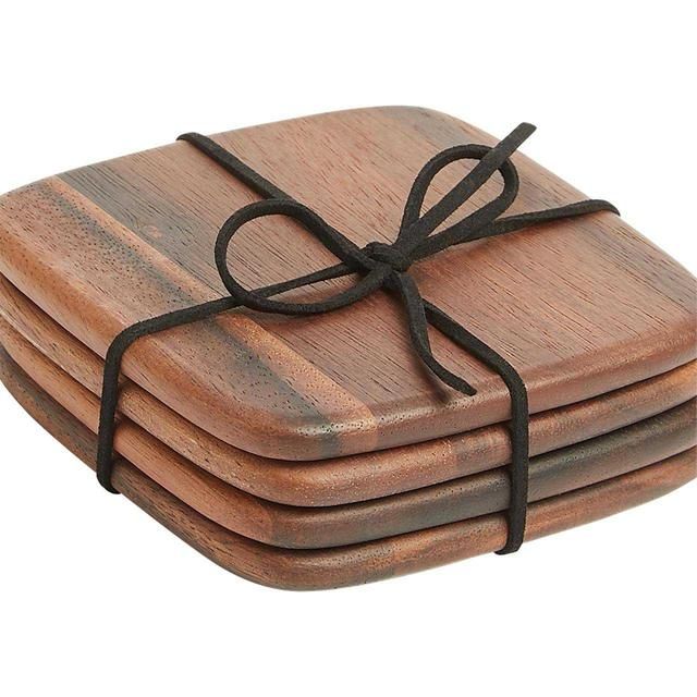 M&S Collection Acacia Wooden Coasters One Size Natural   4 per pack GOODS M&S   