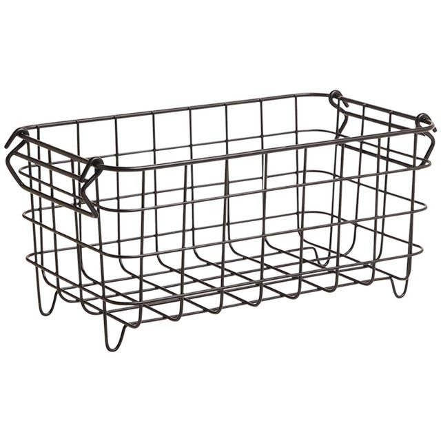 M&S Collection Small Stackable Wire Storage Basket One Size Black