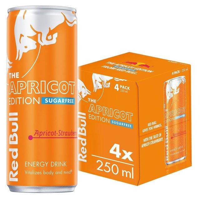 Red Bull Energy Drink Sugar Free Apricot Edition Apricot and Strawberry   4 x 250ml