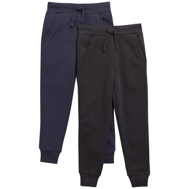 M&S Cotton Rich Joggers 2 Pack 2-7 Years Navy