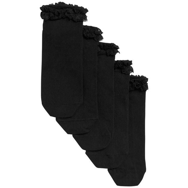 M&S Girls Frill Trainer Liners 5 Pack Black GOODS M&S   