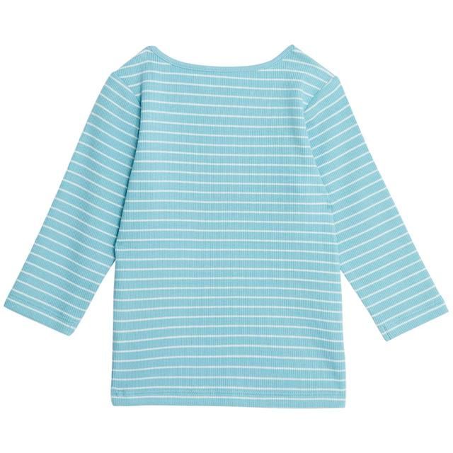 M&S Love Stripe Long Sleeve Tee 0-12 Months Turquoise Mix