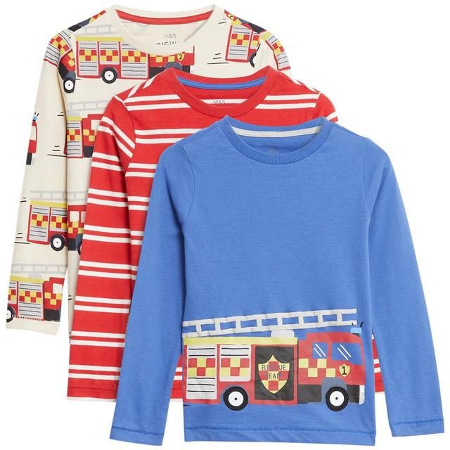 M&S Boys Pure Cotton Fire Engine Tops 6-7 Years