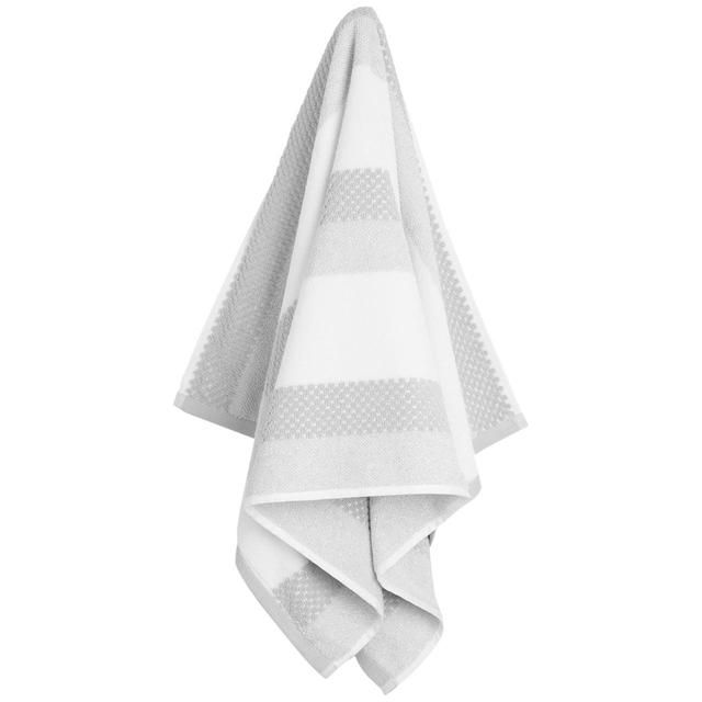 M&S Collection Pure Cotton Striped Textured Towel Silver Grey