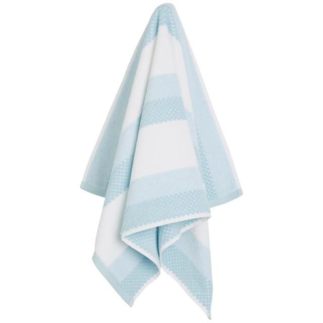 M&S Collection Pure Cotton Striped Textured Towel Duck Egg