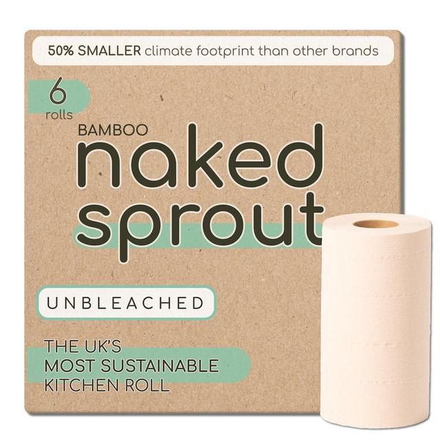 Naked Sprout Unbleached Bamboo Kitchen Roll   6 per pack