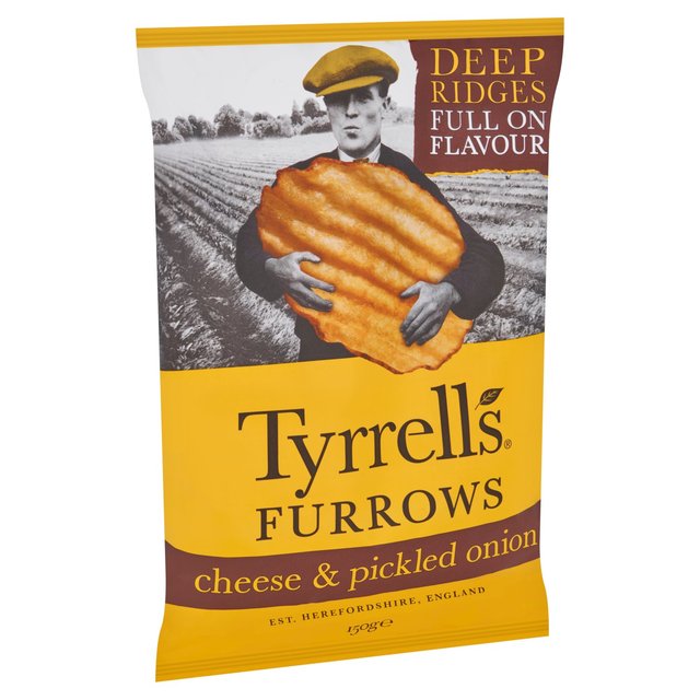 Tyrrells Furrows Cheese & Pickled Onion Sharing Crisps   150g GOODS M&S   