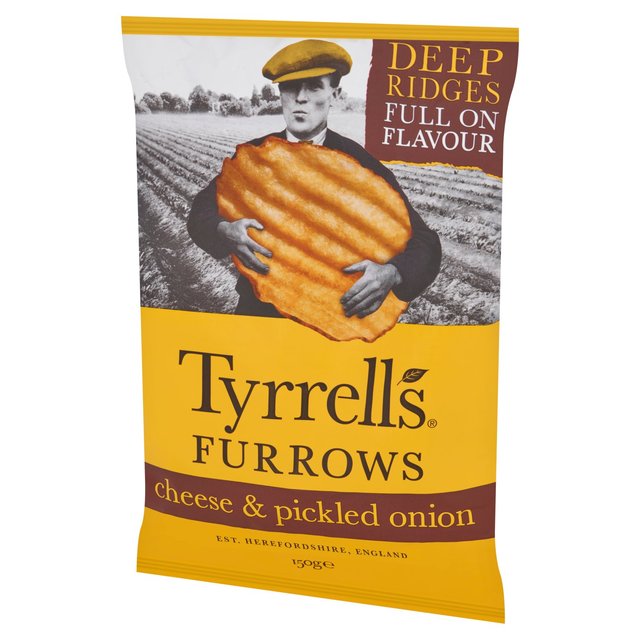 Tyrrells Furrows Cheese & Pickled Onion Sharing Crisps   150g GOODS M&S   