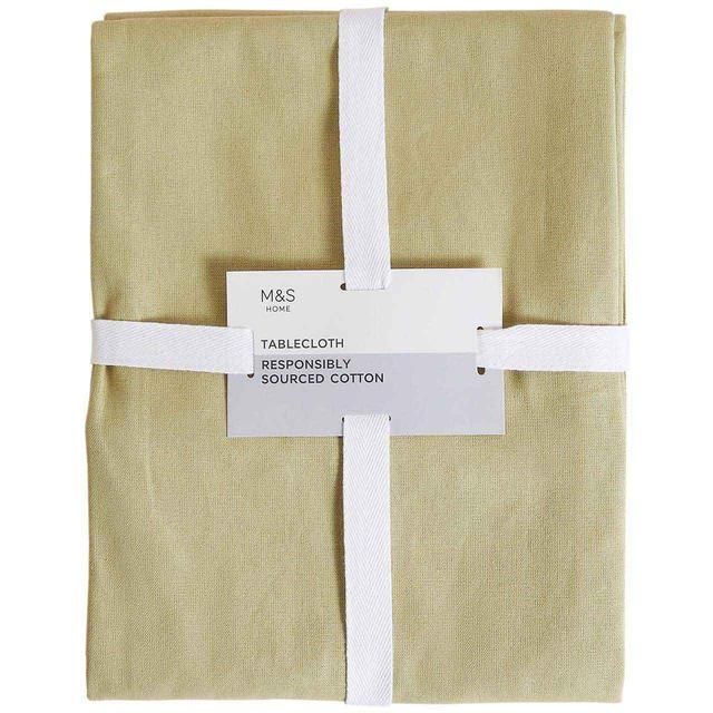 M&S Washable Pure Cotton Tablecloth Green