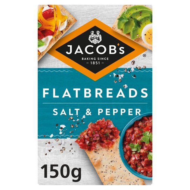 Jacob's Flatbreads Salt &amp; Black Pepper Crackers   150 per pack