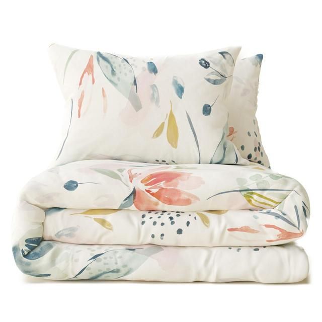 M&S Collection Pure Cotton Abstract Leaf Bedding Set Single- King