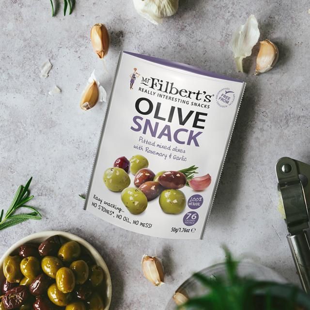 Mr Filberts Olive Snacks Mixed Olives with Rosemary & Garlic   50g