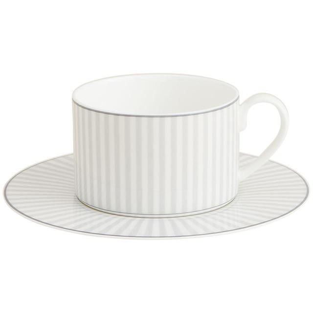 M&S Collection Hampton Stripe Cup & Saucer One Size Grey Mix