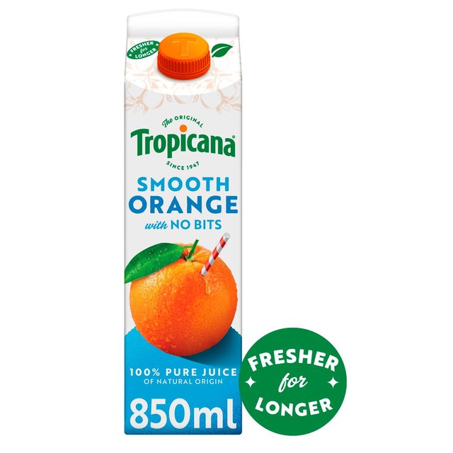 Tropicana Long Life Pure Smooth Orange Fruit Juice   850ml