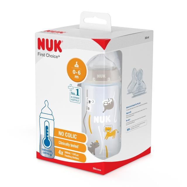 NUK First Choice+ 300ml Temperature Control Bottle with Silicone Teat 4   4 per pack