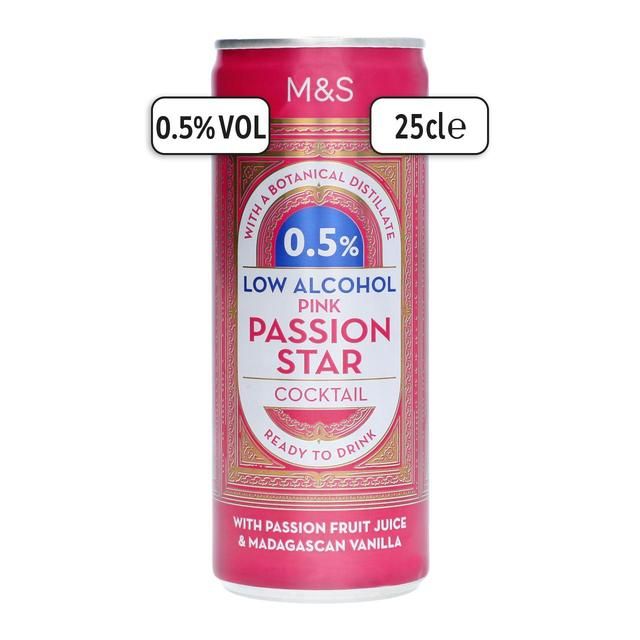 M&S Low Alcohol Pink Passion Star Cocktail   250ml