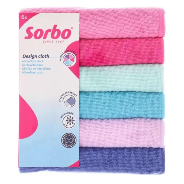 Sorbo Microfibre cloths Bubble gum 40x40cm 6pc Set GOODS M&S   