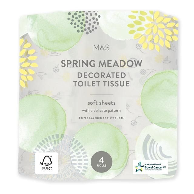 M&S Spring Meadows Decorated Toilet Paper   4 per pack