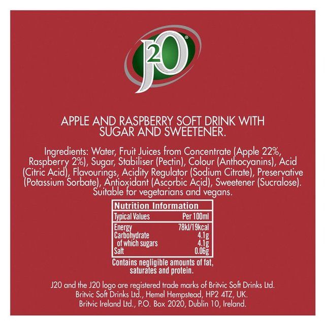 J2O Apple & Raspberry   4 x 250ml